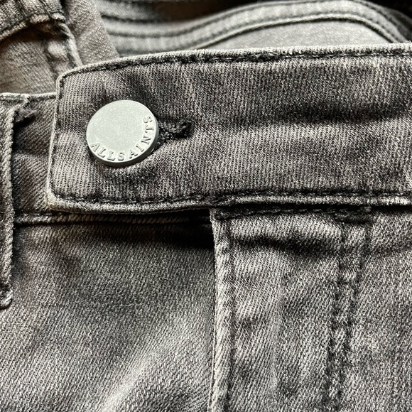 All Saints Moto Biker Skinny Jeans Size 28 Washed Black - Picture 3 of 13